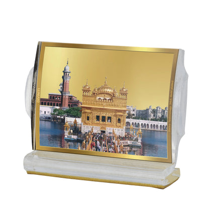 DIVINITI 24K Gold Plated Golden Temple Photo Frame For Car Dashboard, Home Decor, Festive Gift (11 X 6.8 CM)