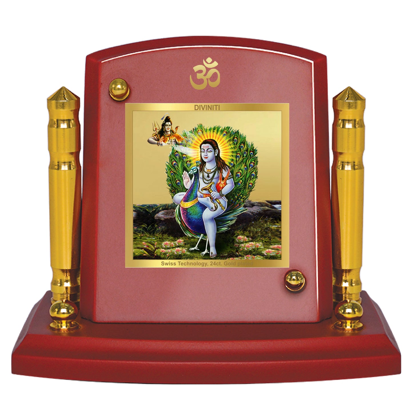 Diviniti 24K Gold Plated Baba Balaknath Photo Frame for Car Dashboard, Home Decor, Tabletop, Puja Room, Showpiece and Gift  MDF1BP+ (6.5x5.5 CM)