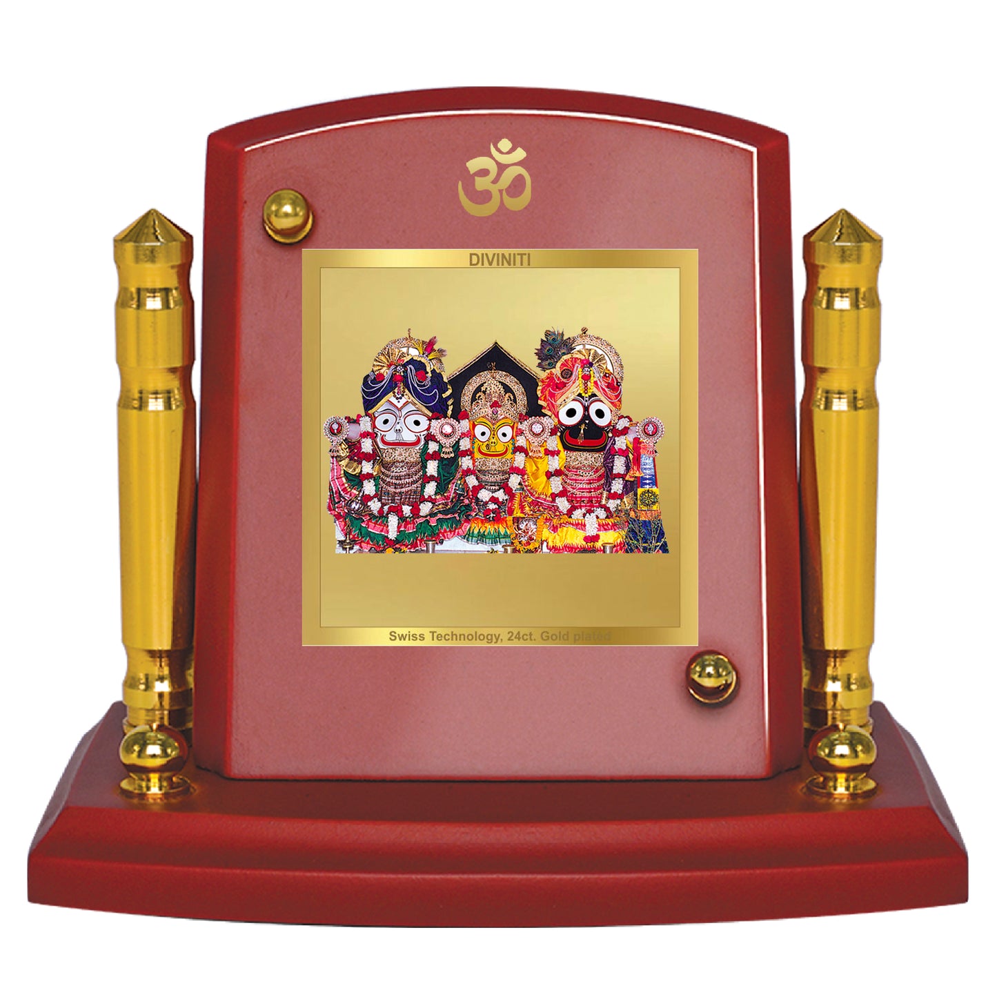 Diviniti 24K Gold Plated Jagannath Ji Photo Frame for Car Dashboard, Home Decor, Tabletop, Puja Room, Showpiece and Gift  MDF1BP+ (6.5x5.5 CM)