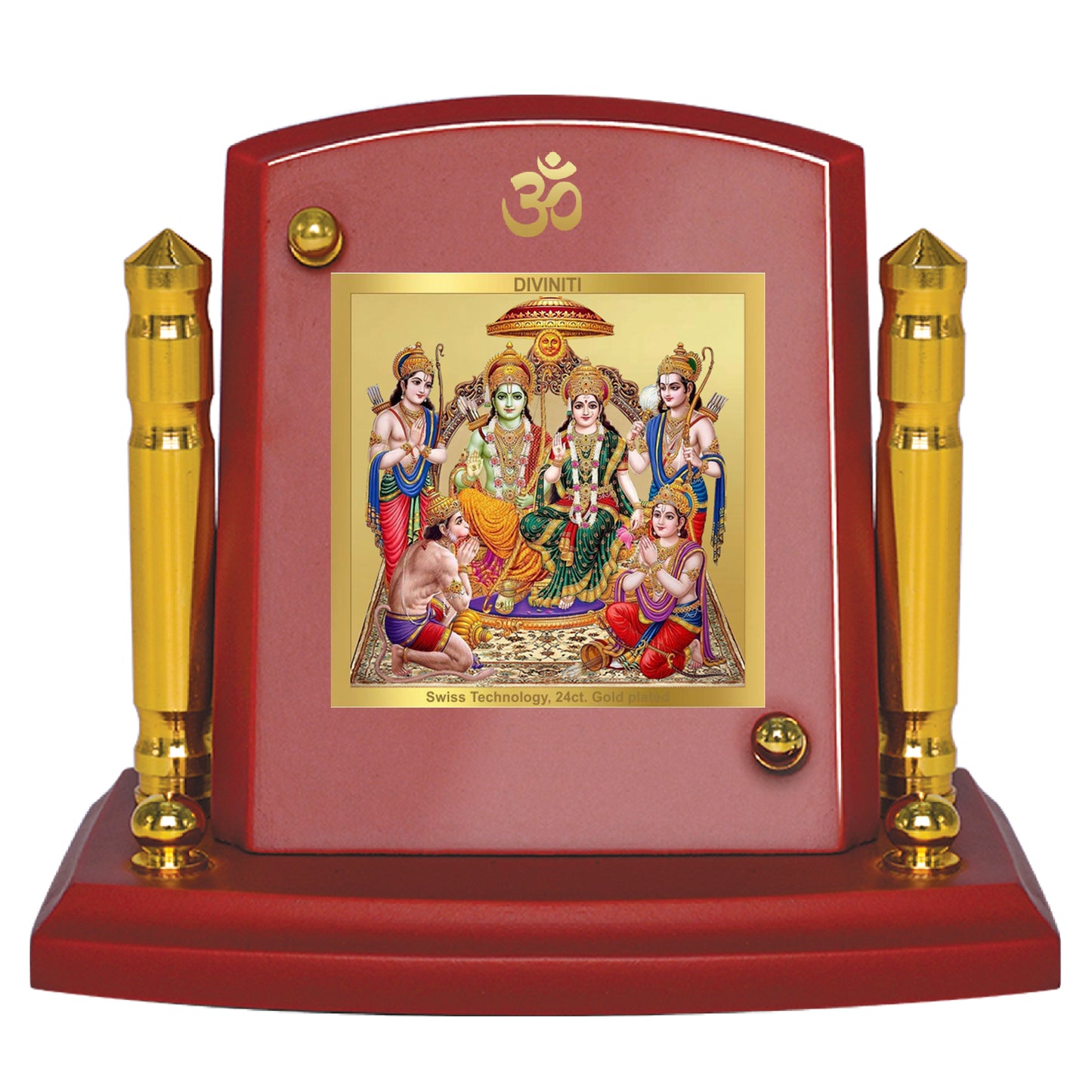 Diviniti 24K Gold Plated Ram Darbar Photo Frame for Car Dashboard, Home Decor, Tabletop, Puja Room, Showpiece and Gift  MDF1BP+ (6.5x5.5 CM)