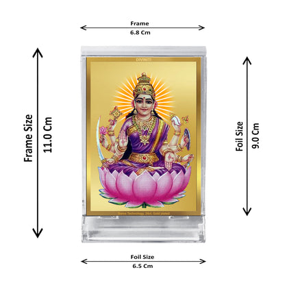 Diviniti 24K Gold Plated Vijaya Lakshmi Frame For Car Dashboard, Home Decor, Puja Room (11 x 6.8 CM)