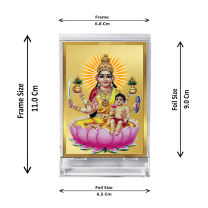 Diviniti 24K Gold Plated Santana Lakshmi Frame For Car Dashboard, Home Decor, Puja Room (11 x 6.8 CM)