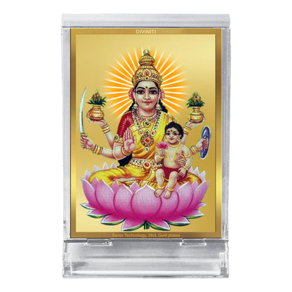 Diviniti 24K Gold Plated Santana Lakshmi Frame For Car Dashboard, Home Decor, Puja Room (11 x 6.8 CM)