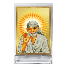 Load image into Gallery viewer, Diviniti 24K Gold Plated Sai Baba Frame For Car Dashboard &amp; Home Decor Showpiece (11 x 6.8 CM)
