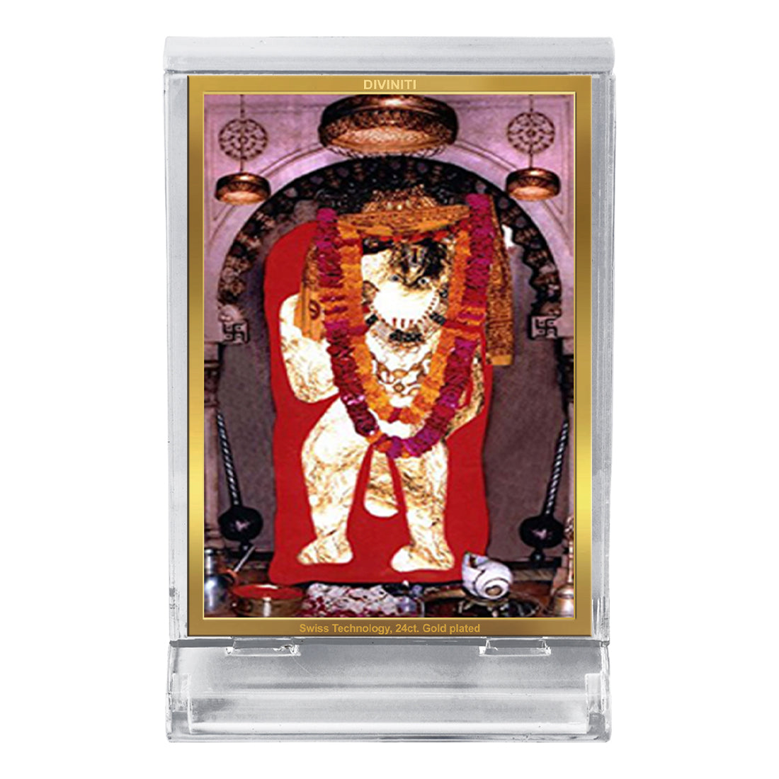 Diviniti 24K Gold Plated Lord Mehandipur Balaji Frame For Car Dashboard, Home Decor, Puja, Gift (ACF 3)(11 x 6.8 CM)