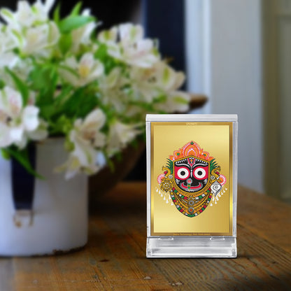 Diviniti 24K Gold Plated Jagannath Ji Frame For Car Dashboard, Home Decor, Puja, Gift (11 x 6.8 CM)