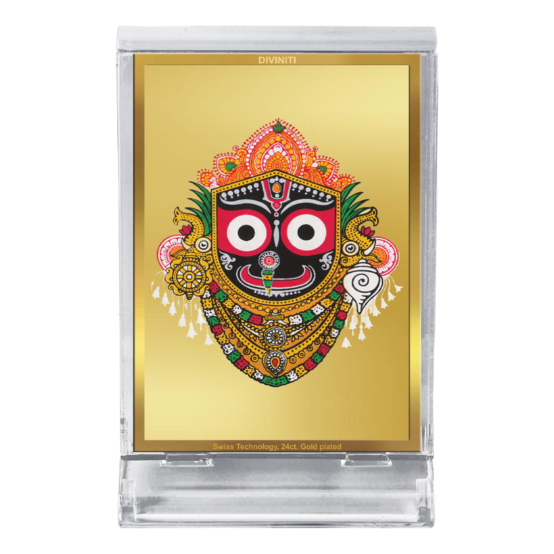 Diviniti 24K Gold Plated Jagannath Ji Frame For Car Dashboard, Home Decor, Puja, Gift (11 x 6.8 CM)