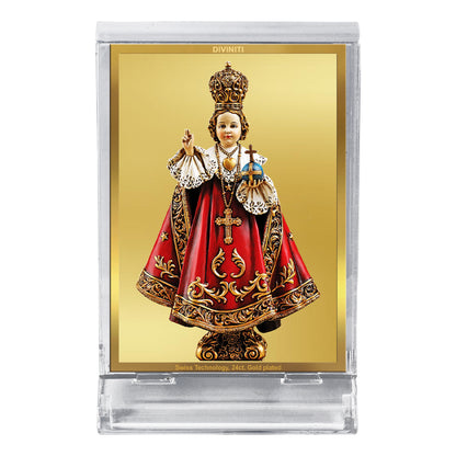 Diviniti 24K Gold Plated Infant Jesus Frame For Car Dashboard, Home Decor Showpiece, Gift (11 x 6.8 CM)