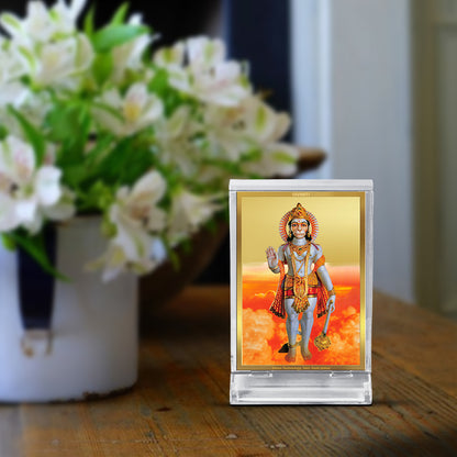 Diviniti 24K Gold Plated God Hanuman Frame For Car Dashboard, Home Decor, Festival Gift (11 x 6.8 CM)