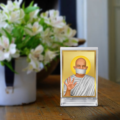 Diviniti 24K Gold Plated Acharya Shri Mahashraman Frame For Car Dashboard, Home Decor, Gift (11 x 6.8 CM)