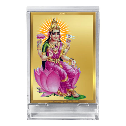 Diviniti 24K Gold Plated Aadi Lakshmi Frame For Car Dashboard, Home Decor, Puja, Gift (11 x 6.8 CM)