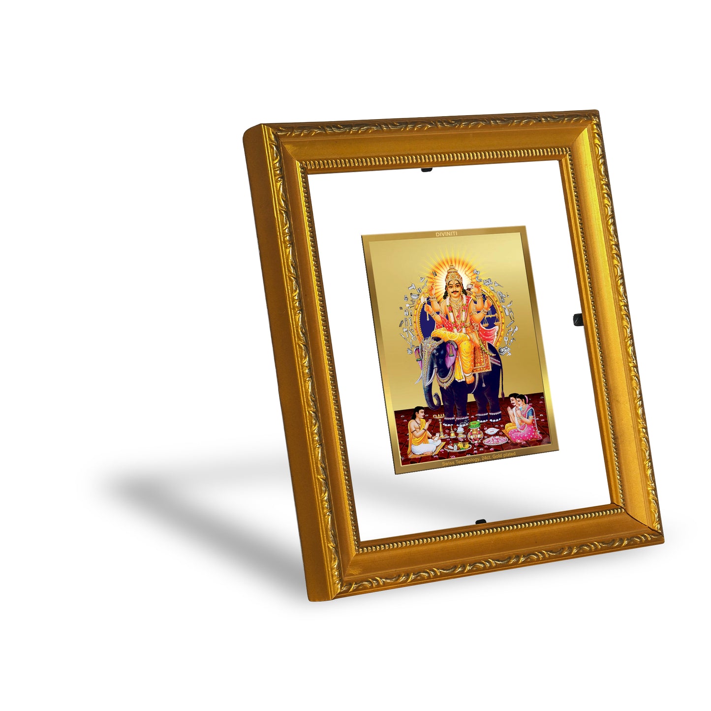 DIVINITI 24K Gold Plated Foil Vishwakarma Wall Photo Frame Religious Photo Frame Idol for Home & Office Decor Prayer, Gifts Items DG 101 Size 1 (15.3x14.9 CM)