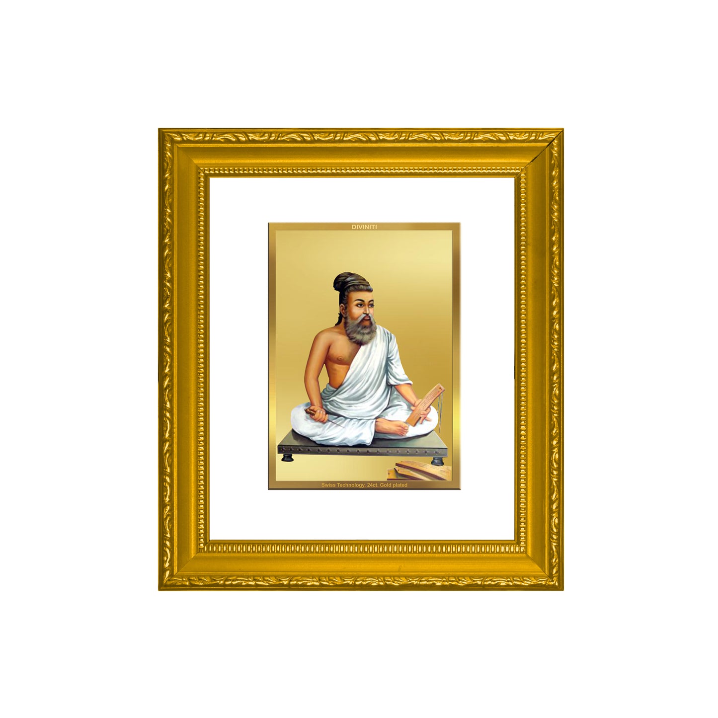 DIVINITI 24K Gold Plated Foil Thiruvalluvar Wall Photo Frame Religious Photo Frame Idol for Home & Office Decor Prayer, Gifts Items DG 101 Size 1 (15.3x14.9 CM)