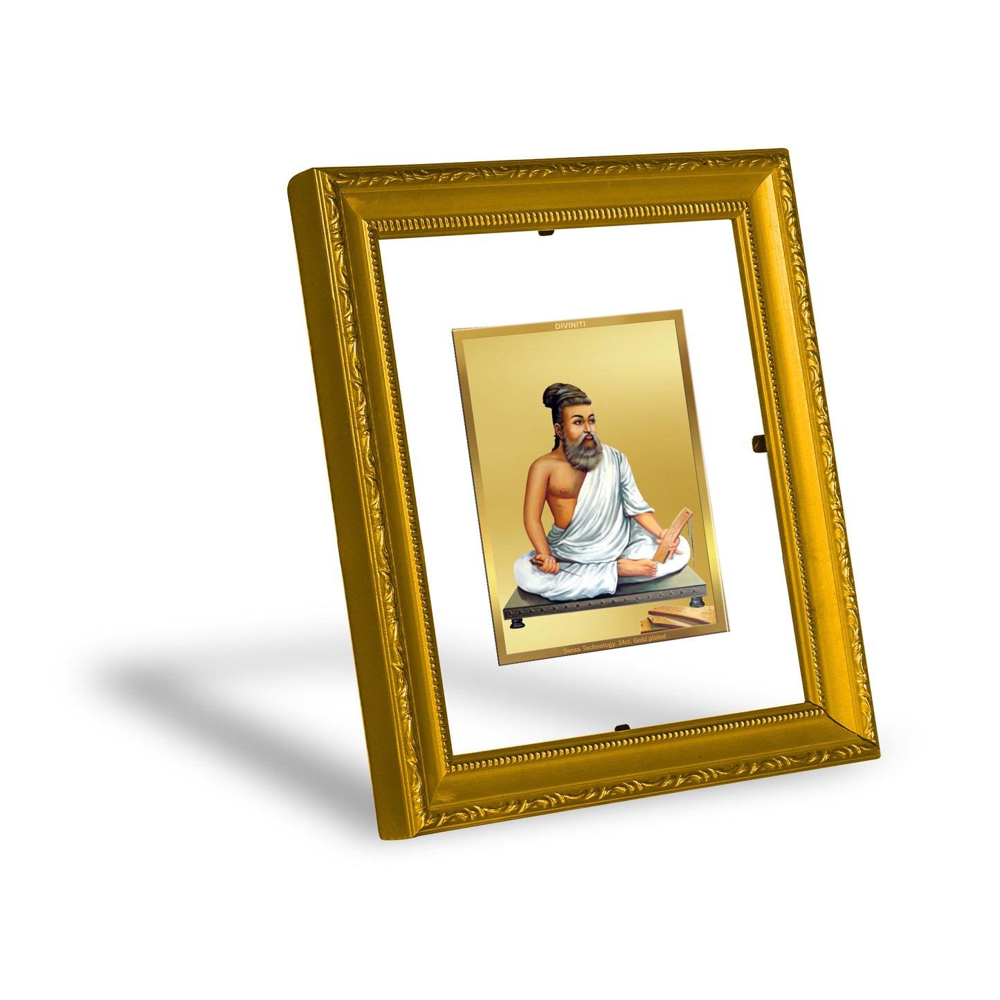 DIVINITI 24K Gold Plated Foil Thiruvalluvar Wall Photo Frame Religious Photo Frame Idol for Home & Office Decor Prayer, Gifts Items DG 101 Size 1 (15.3x14.9 CM)