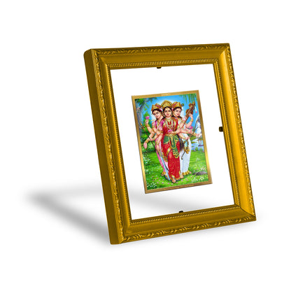 DIVINITI 24K Gold Plated Foil Teen Devi Wall Photo Frame Religious Photo Frame Idol for Home & Office Decor Prayer, Gifts Items DG 101 Size 1 (15.3x14.9 CM)