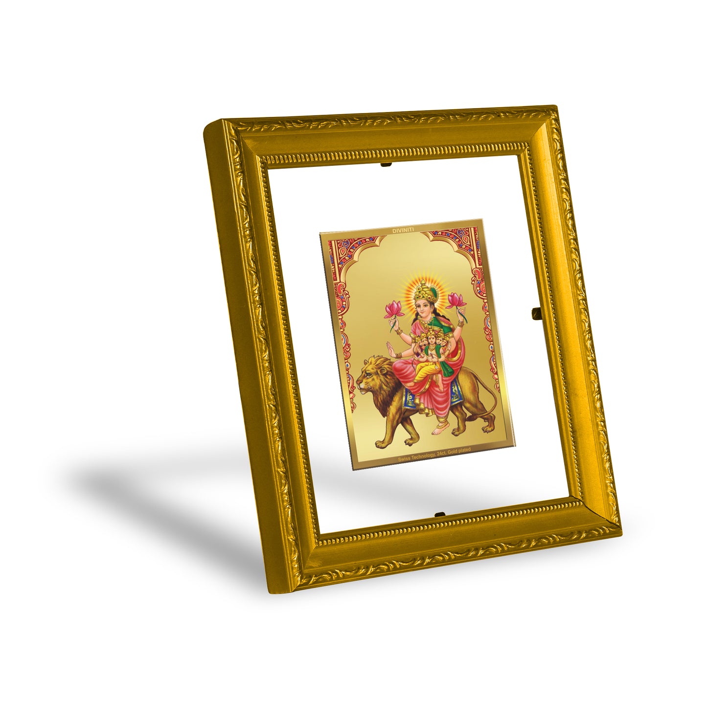 DIVINITI 24K Gold Plated Foil Skanda Mata Wall Photo Frame Religious Photo Frame Idol for Home & Office Decor Prayer, Gifts Items DG 101 Size 1 (15.3x14.9 CM)