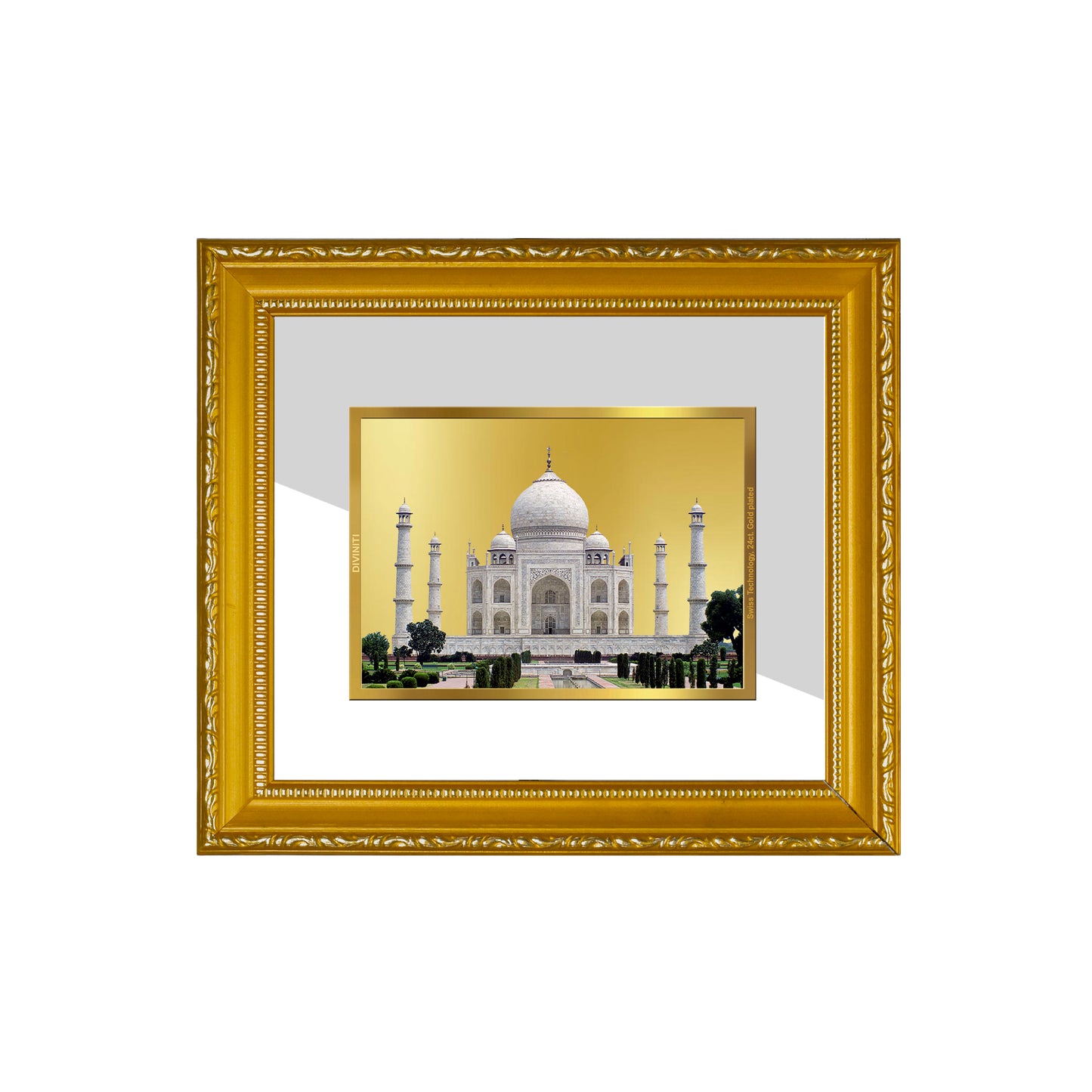 DIVINITI 24K Gold Plated Foil Taj Mahal Wall Photo Frame Religious Photo Frame Idol for Home & Office Decor Prayer, Gifts Items DG 101 Size 1 (15.3x14.9 CM)