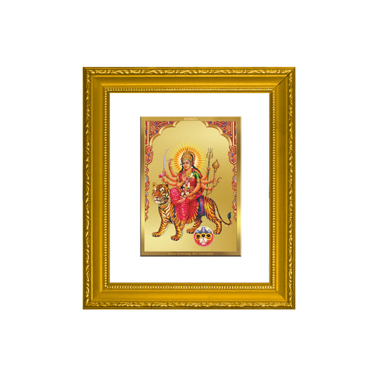 DIVINITI 24K Gold Plated Foil Siddhidatri Mata Wall Photo Frame Religious Photo Frame Idol for Home & Office Decor Prayer, Gifts Items DG 101 Size 1 (15.3x14.9 CM)