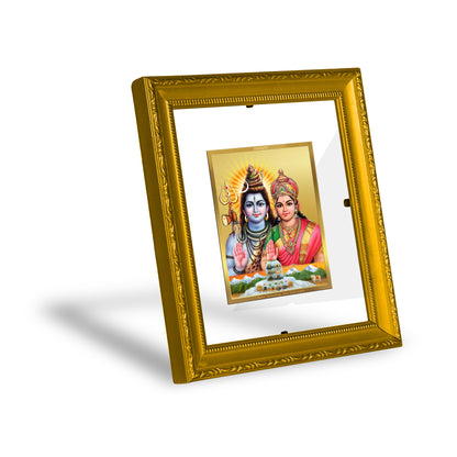 DIVINITI 24K Gold Plated Foil Shiva Parvati-2 Wall Photo Frame Religious Photo Frame Idol for Home & Office Decor Prayer, Gifts Items DG 101 Size 1 (15.3x14.9 CM)