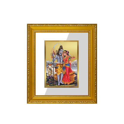 DIVINITI 24K Gold Plated Foil Shiva Parvati-1 Wall Photo Frame Religious Photo Frame Idol for Home & Office Decor Prayer, Gifts Items DG 101 Size 1 (15.3x14.9 CM)