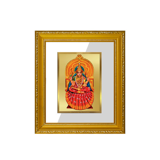 DIVINITI 24K Gold Plated Foil Sharda Mata Wall Photo Frame Religious Photo Frame Idol for Home & Office Decor Prayer, Gifts Items DG 101 Size 1 (15.3x14.9 CM)