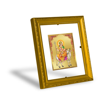 DIVINITI 24K Gold Plated Foil Shailputri Mata Wall Photo Frame Religious Photo Frame Idol for Home & Office Decor Prayer, Gifts Items DG 101 Size 1 (15.3x14.9 CM)