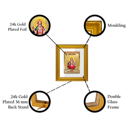 DIVINITI 24K Gold Plated Foil Santoshi Mata Wall Photo Frame Religious Photo Frame Idol for Home & Office Decor Prayer, Gifts Items DG 101 Size 1 (15.3x14.9 CM)