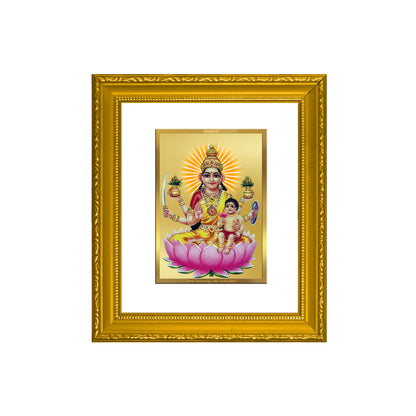 DIVINITI 24K Gold Plated Foil Santana Lakshmi Wall Photo Frame Religious Photo Frame Idol for Home & Office Decor Prayer, Gifts Items DG 101 Size 1 (15.3x14.9 CM)