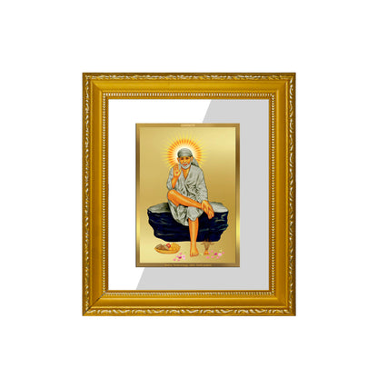 DIVINITI 24K Gold Plated Foil Sai Baba-1 Wall Photo Frame Religious Photo Frame Idol for Home & Office Decor Prayer, Gifts Items DG 101 Size 1 (15.3x14.9 CM)