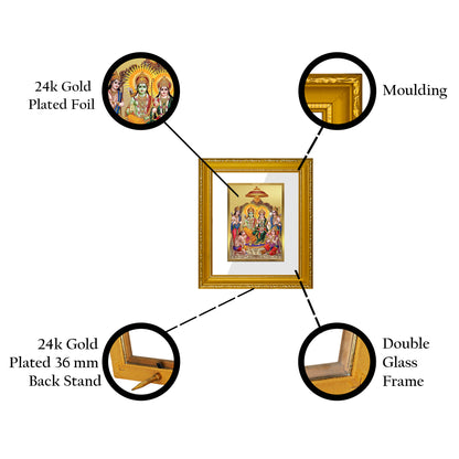 DIVINITI 24K Gold Plated Foil Ram Darbar-1 Wall Photo Frame Religious Photo Frame Idol for Home & Office Decor Prayer, Gifts Items DG 101 Size 1 (15.3x14.9 CM)