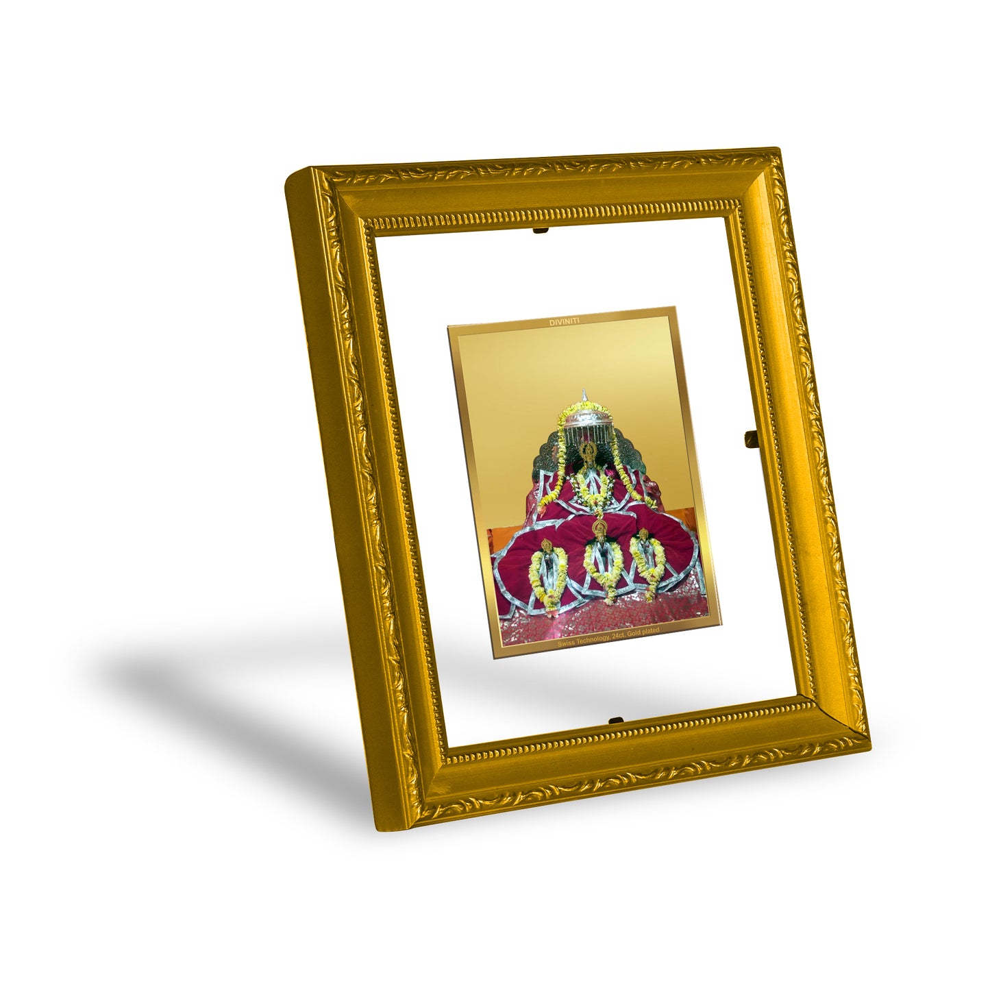 DIVINITI 24K Gold Plated Foil Ram Lalla Wall Photo Frame Religious Photo Frame Idol for Home & Office Decor Prayer, Gifts Items DG 101 Size 1 (15.3x14.9 CM)