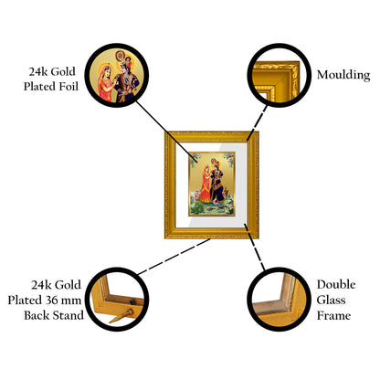 DIVINITI 24K Gold Plated Foil Radha Krishna-4 Wall Photo Frame Religious Photo Frame Idol for Home & Office Decor Prayer, Gifts Items DG 101 Size 1 (15.3x14.9 CM)