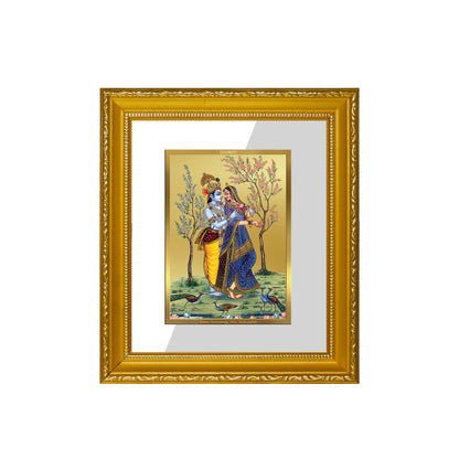 DIVINITI 24K Gold Plated Foil Radha Krishna-2 Wall Photo Frame Religious Photo Frame Idol for Home & Office Decor Prayer, Gifts Items DG 101 Size 1 (15.3x14.9 CM)