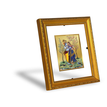 DIVINITI 24K Gold Plated Foil Radha Krishna-2 Wall Photo Frame Religious Photo Frame Idol for Home & Office Decor Prayer, Gifts Items DG 101 Size 1 (15.3x14.9 CM)