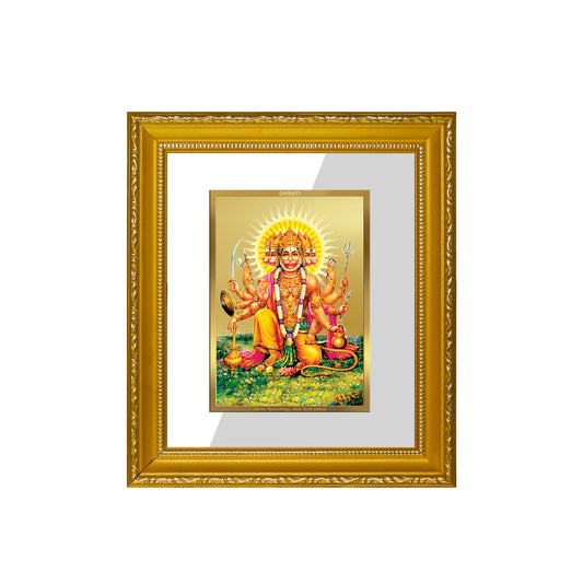 DIVINITI 24K Gold Plated Foil Panchmukhi Hanuman Wall Photo Frame Religious Photo Frame Idol for Home & Office Decor Prayer, Gifts Items DG 101 Size 1 (15.3x14.9 CM)