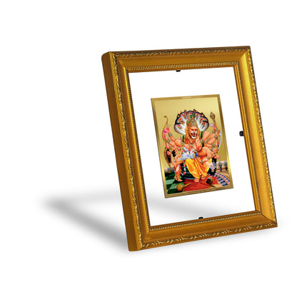 DIVINITI 24K Gold Plated Foil Narsimha Wall Photo Frame Religious Photo Frame Idol for Home & Office Decor Prayer, Gifts Items DG 101 Size 1 (15.3x14.9 CM)