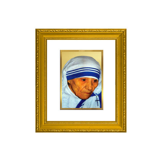 DIVINITI 24K Gold Plated Foil Mother Teresa Wall Photo Frame Religious Photo Frame Idol for Home & Office Decor Prayer, Gifts Items DG 101 Size 1 (15.3x14.9 CM)