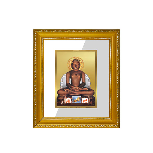 DIVINITI 24K Gold Plated Foil Mahavir Wall Photo Frame Religious Photo Frame Idol for Home & Office Decor Prayer, Gifts Items DG 101 Size 1 (15.3x14.9 CM)