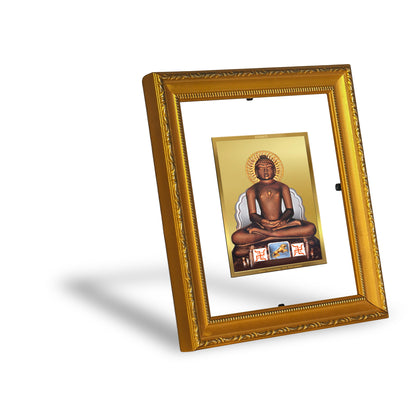 DIVINITI 24K Gold Plated Foil Mahavir Wall Photo Frame Religious Photo Frame Idol for Home & Office Decor Prayer, Gifts Items DG 101 Size 1 (15.3x14.9 CM)