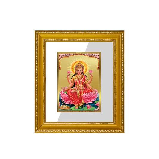 DIVINITI 24K Gold Plated Foil Lakshmi Wall Photo Frame Religious Photo Frame Idol for Home & Office Decor Prayer, Gifts Items DG 101 Size 1 (15.3x14.9 CM)