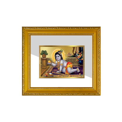 DIVINITI 24K Gold Plated Foil Laddu Gopal Wall Photo Frame Religious Photo Frame Idol for Home & Office Decor Prayer, Gifts Items DG 101 Size 1 (15.3x14.9 CM)