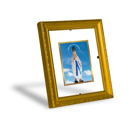 DIVINITI 24K Gold Plated Foil Lourdes Wall Photo Frame Religious Photo Frame Idol for Home & Office Decor Prayer, Gifts Items DG 101 Size 1 (15.3x14.9 CM)