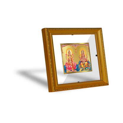 DIVINITI 24K Gold Plated Foil Lakshmi Ganesha Wall Photo Frame Religious Photo Frame Idol for Home & Office Decor Prayer, Gifts Items DG 101 Size 1 (15.3x14.9 CM)