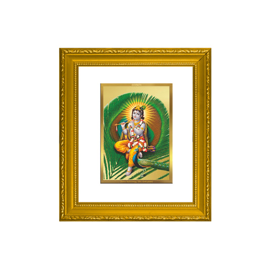 DIVINITI 24K Gold Plated Foil Krishna Wall Photo Frame Religious Photo Frame Idol for Home & Office Décor Puja Gifts Items DG 101 Size 1 (15.3x14.9 CM)