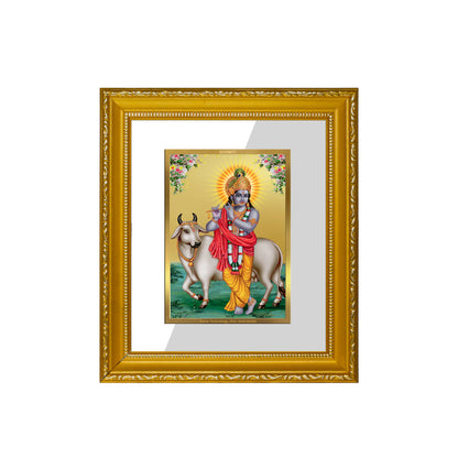 DIVINITI 24K Gold Plated Foil Krishna Wall Photo Frame Religious Photo Frames for Home & Office Decor Gift Items DG 101 Size 1 (15.3x14.9 CM)