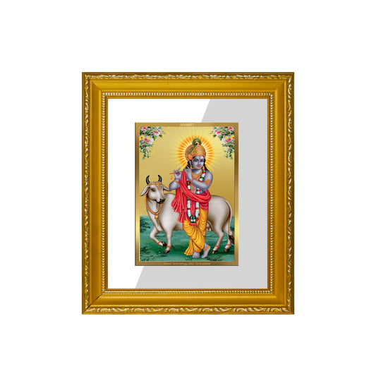 DIVINITI 24K Gold Plated Foil Krishna Wall Photo Frame Religious Photo Frames for Home & Office Decor Gift Items DG 101 Size 1 (15.3x14.9 CM)