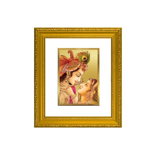 DIVINITI 24K Gold Plated Foil Krishna Wall Photo Frame Religious Photo Frame Idol for Home & Office Decor Prayer, Gifts Items DG 101 Size 1 (15.3x14.9 CM)