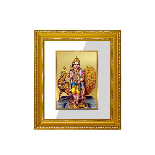 DIVINITI 24K Gold Plated Foil Murugan Wall Photo Frame Religious Photo Frame Idol for Home & Office Decor Prayer, Gifts Items DG 101 Size 1 (15.3x14.9 CM)