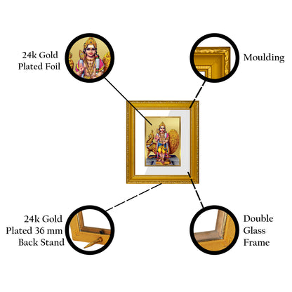 DIVINITI 24K Gold Plated Foil Murugan Wall Photo Frame Religious Photo Frame Idol for Home & Office Decor Prayer, Gifts Items DG 101 Size 1 (15.3x14.9 CM)