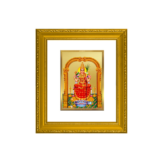 DIVINITI 24K Gold Plated Foil Kanchi Kamakshi Amman Wall Photo Frame Religious Photo Frame Idol for Home & Office Decor Prayer, Gifts Items DG 101 Size 1 (15.3x14.9 CM)